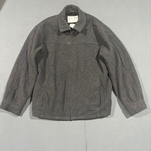 Covington‎ Mens Wool Blend Jacket Charcoal Gray M Full Zip Collared Warm